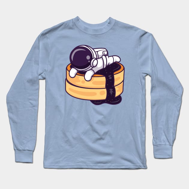 Cute Astronaut Laying On Pancake Cartoon Long Sleeve T-Shirt by Catalyst Labs